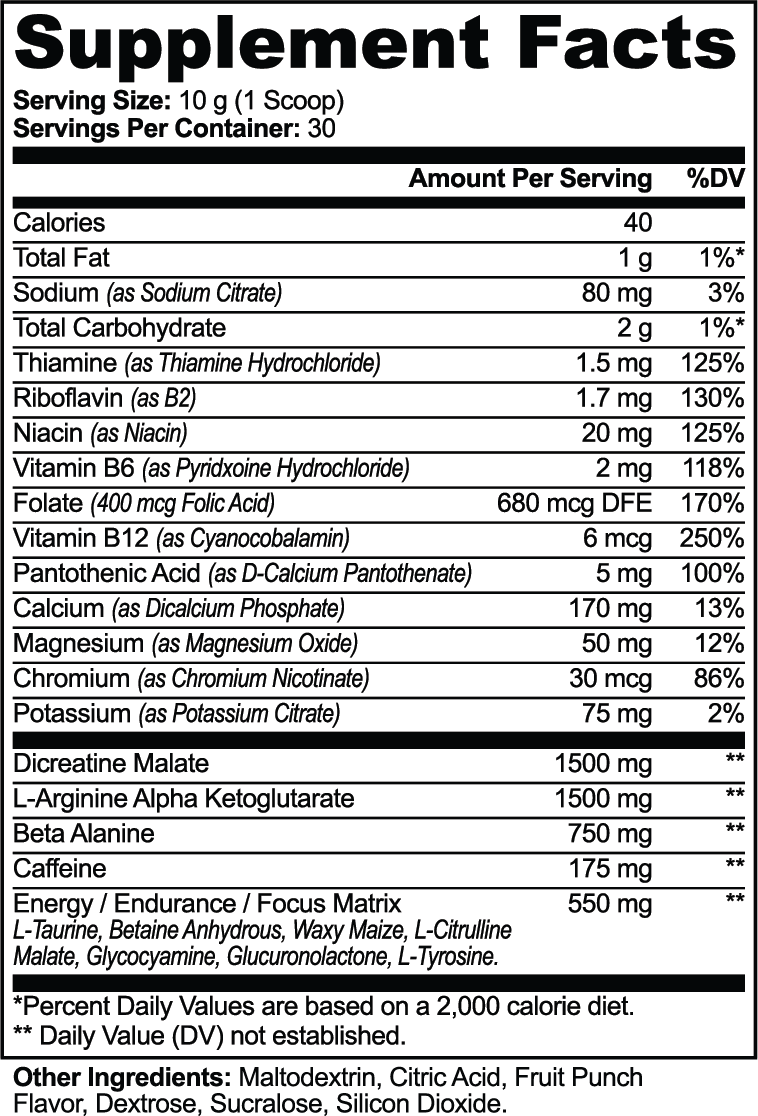 Supplement Nitric Shock Pre-Workout Powder (Fruit Punch)